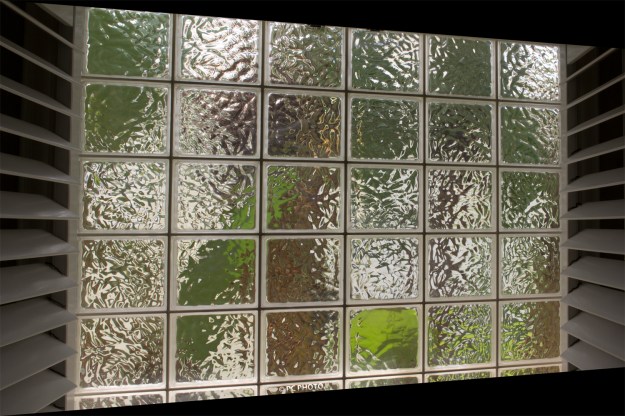 Vista through glass block windows