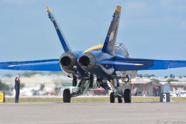 #5 Blue Angels jet taxiing on runway-322